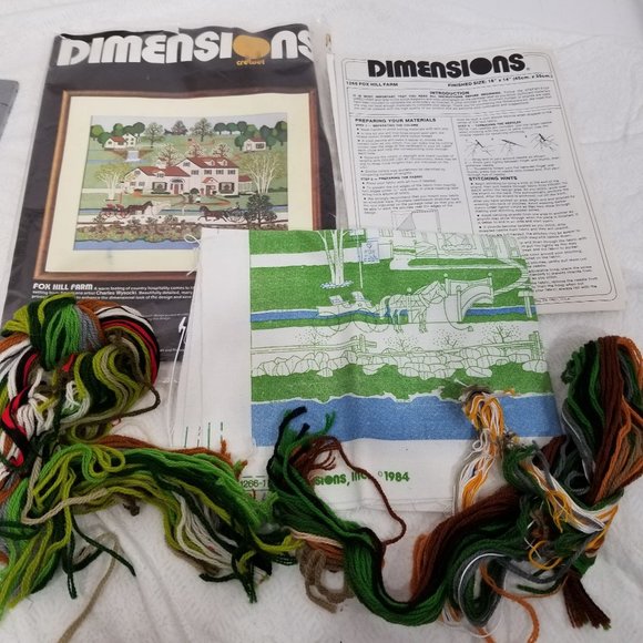 Dimensions Crewel Stitch Fiber Craft Kit Fox Hill Farm 1266 Fall Autumn COMPLETE - Picture 2 of 6